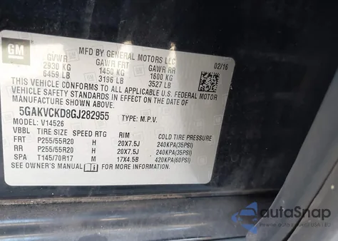 2016 Buick Enclave Premium from USA, damaged, VIN 5GAKVCKD8GJ282955